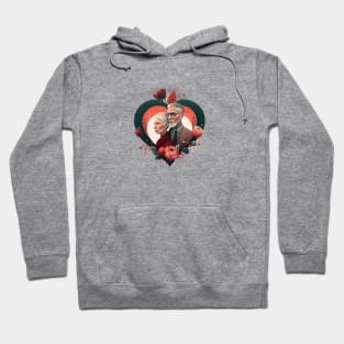 Illustration of old couple man and woman in heart Hoodie